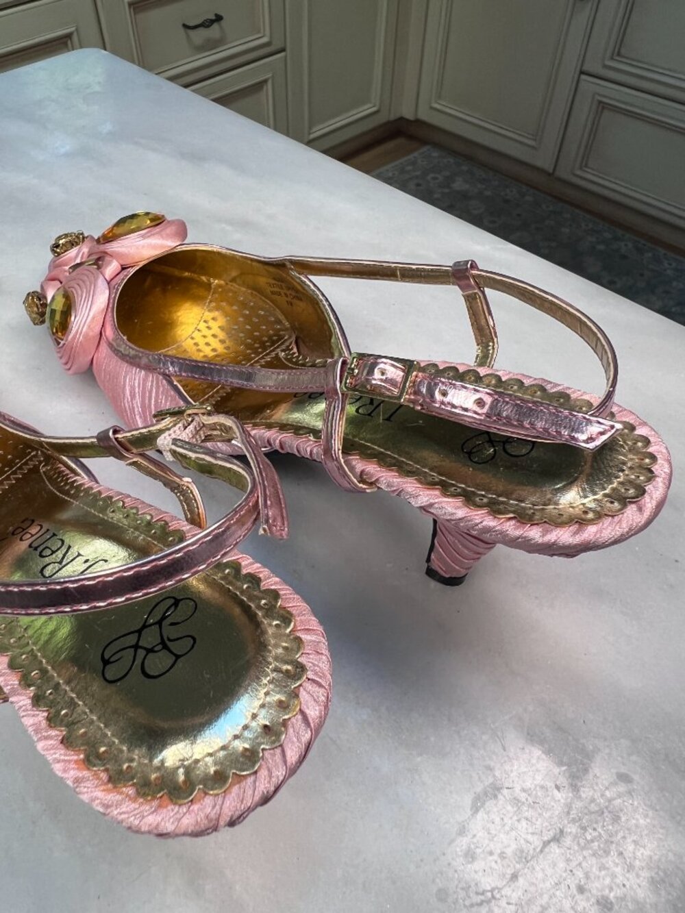 J.Renee Alida Slingback Soft Pink Fabric Butterfly Heels Size 8 - Vintage - Picture 7 of 9